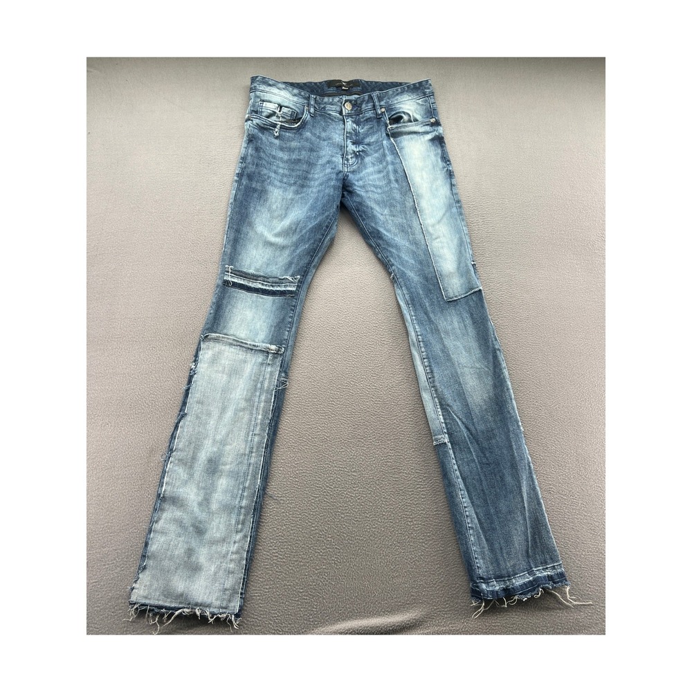 Jordan Craig Jeans Men's 36x38 Legacy Edition Martin Stacked Patchwork Blue